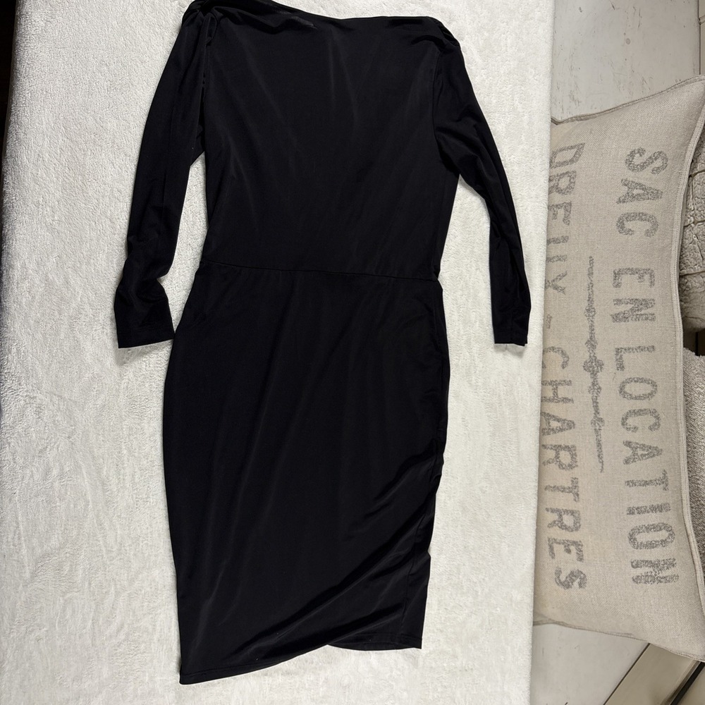 ASOS Women's Black Wrap Dress 3/4 Sleeve Mini Fitted Stretch Dress Size 6‎ - Picture 9 of 10